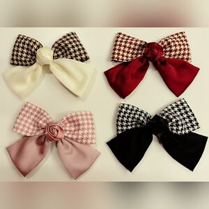 Elegant Hairbow Set Of 4 in Red, Black, Pink, and Cream